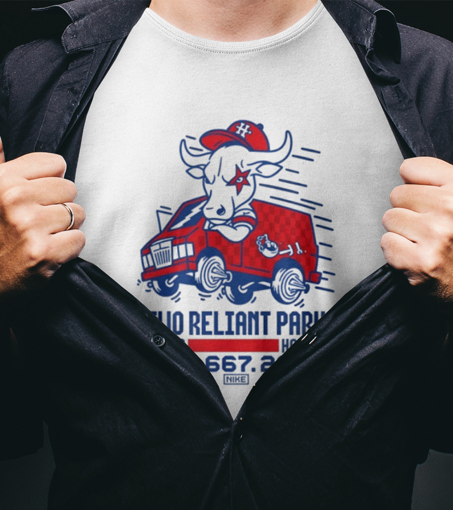 Houston Texans Two Reliant Park Bull And Red Truck E 2012 MOU.TX 832.667.2336 T-Shirt