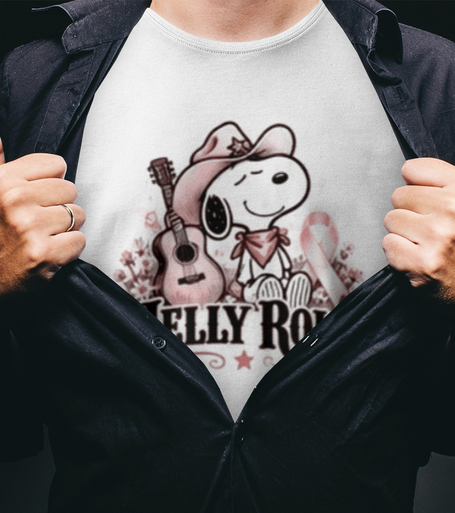 Jelly Roll Snoopy Cowboy Hat Red Awareness Ribbon T-Shirt