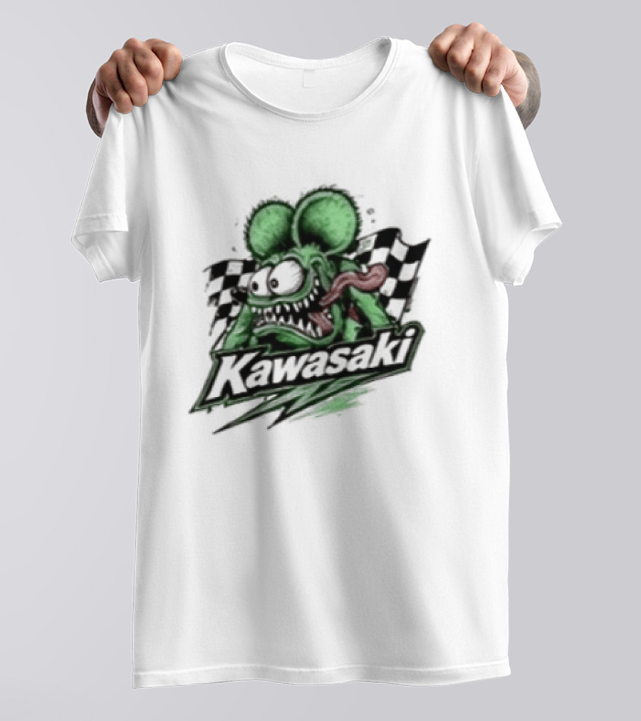 Kawasaki Racing Rat Fink Ninja For Sport Bike Enthusiasts T-Shirt
