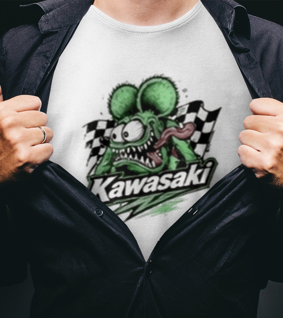 Kawasaki Racing Rat Fink Ninja For Sport Bike Enthusiasts T-Shirt