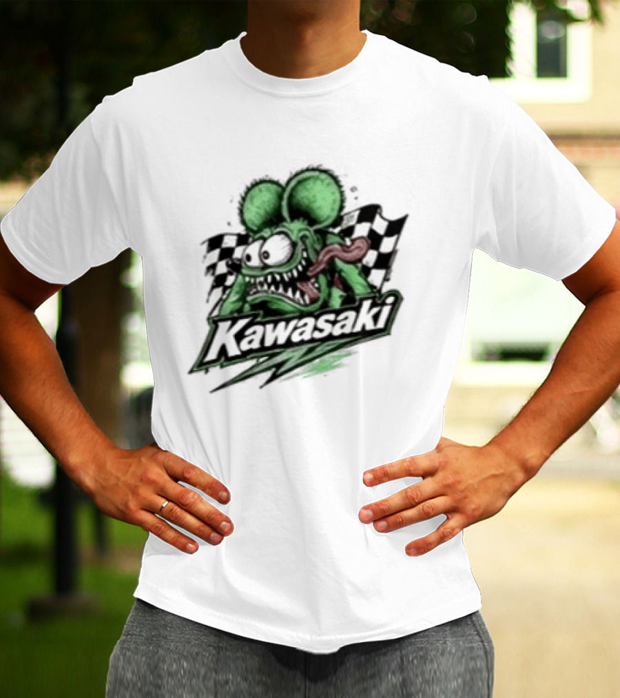 Kawasaki Racing Rat Fink Ninja For Sport Bike Enthusiasts T-Shirt