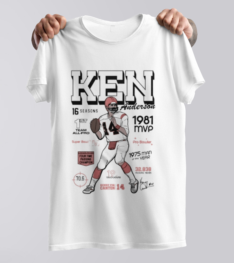 Kenny Anderson Canton Cincinnati Bengals 1981 MVP Four Time Passing Champion T-Shirt