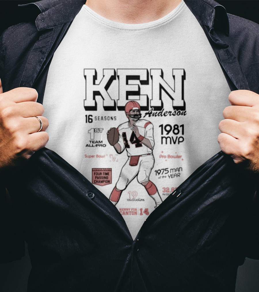 Kenny Anderson Canton Cincinnati Bengals 1981 MVP Four Time Passing Champion T-Shirt