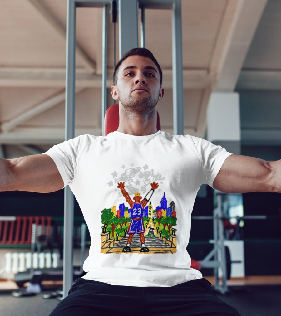 LeBron James Just A Kid From Akron In Philly Skyline With Number 23 And Crown T-Shirt