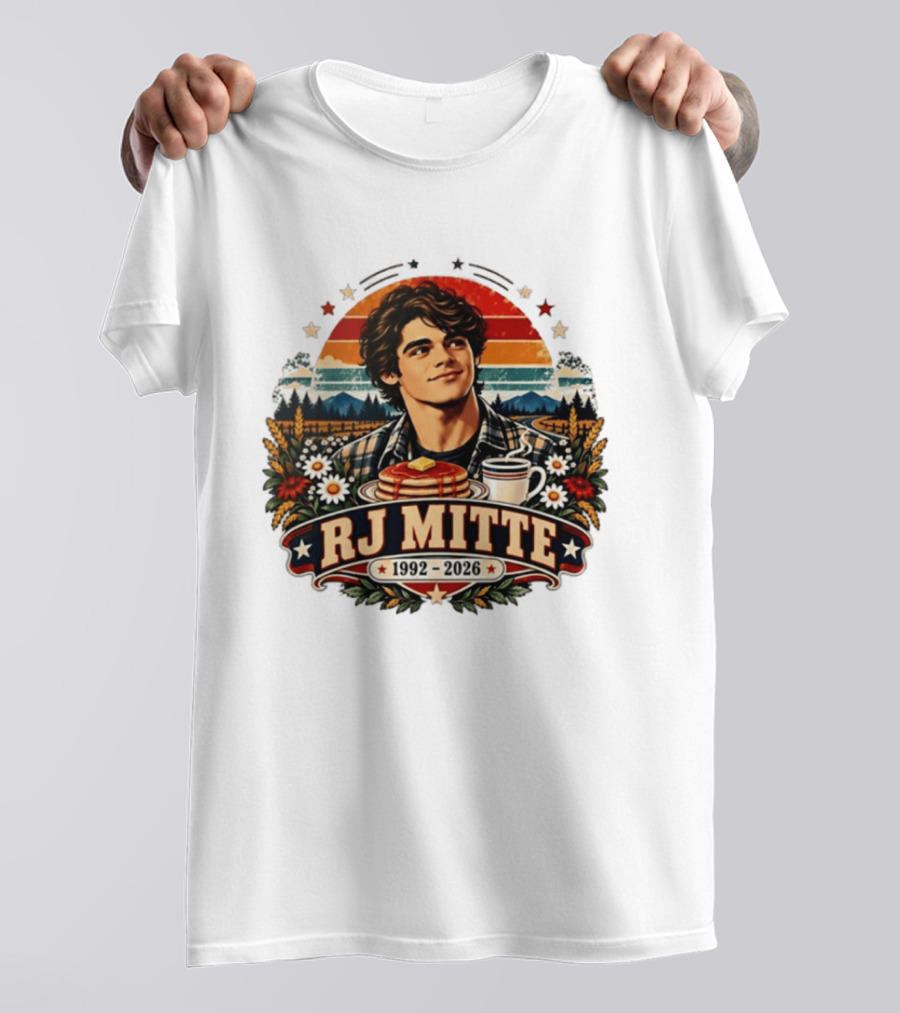RJ Mitte 1992 2026 Pancakes And Coffee Retro Nature Scene T-Shirt