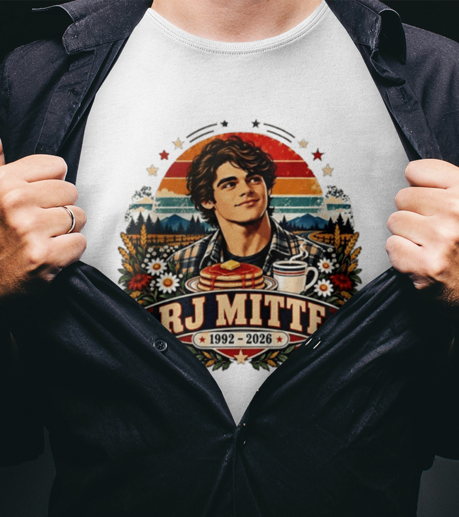RJ Mitte 1992 2026 Pancakes And Coffee Retro Nature Scene T-Shirt