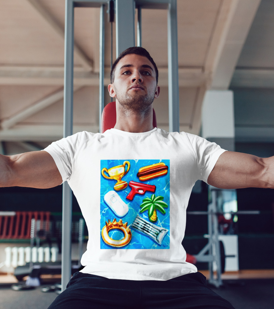 The Wynwood Walls Shop Store Leon Keer Trophy Hotdog Palm Gun Newspaper Seven Sins T-Shirt