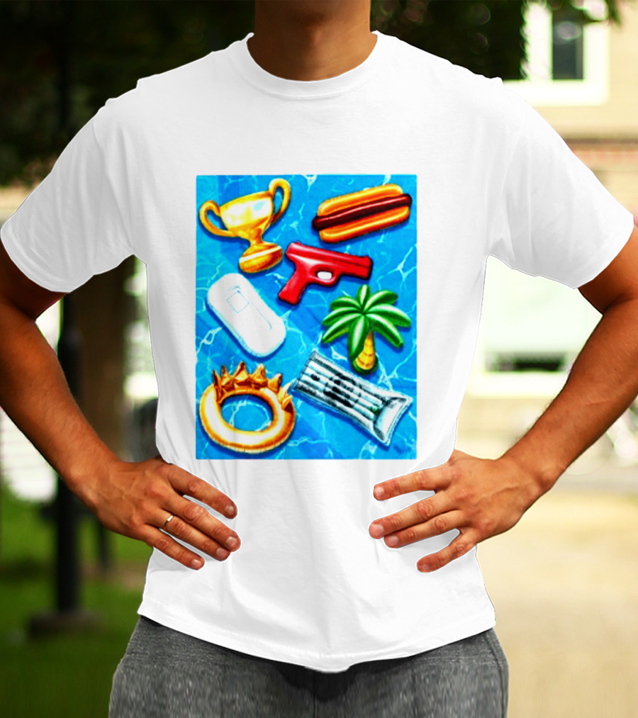 The Wynwood Walls Shop Store Leon Keer Trophy Hotdog Palm Gun Newspaper Seven Sins T-Shirt