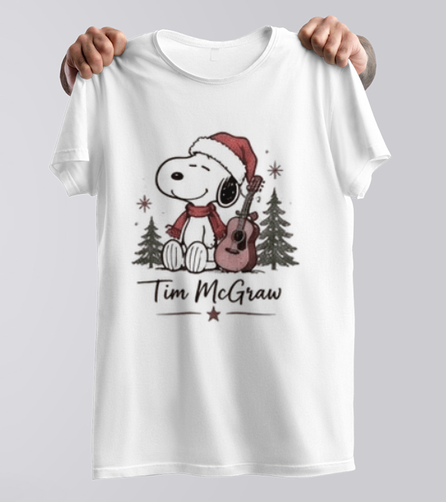 Tim McGraw Snoopy Christmas Guitar Santa Hat T-Shirt