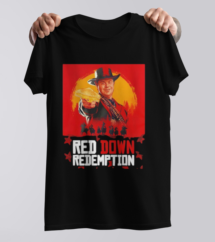Red Down Redemption Cowboy Parody Toast Fun Graphic T-Shirt