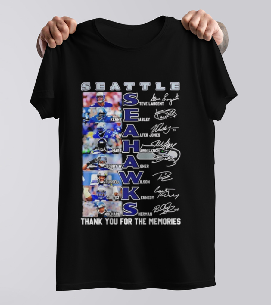 Seattle Seahawks Players Signature Thank You For The Memories T-Shirt