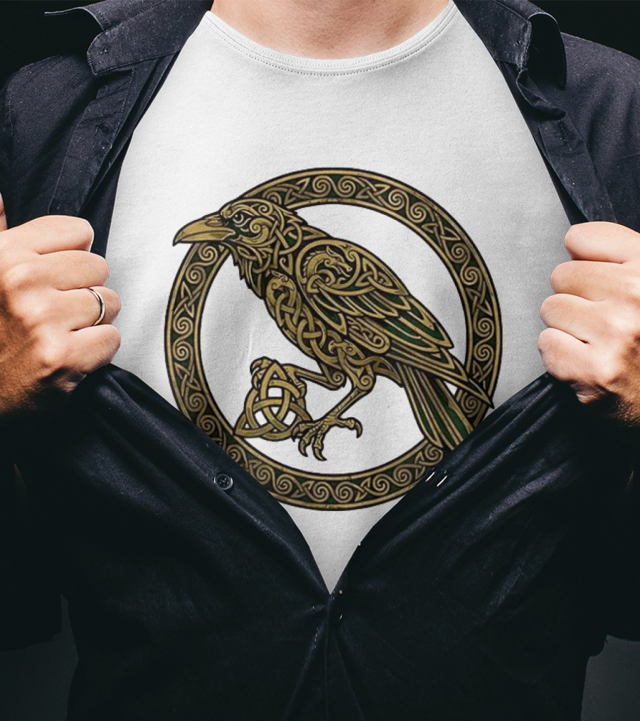 Celtic Raven Knot Northern Mythology Symbol With Intricate Viking T-Shirt