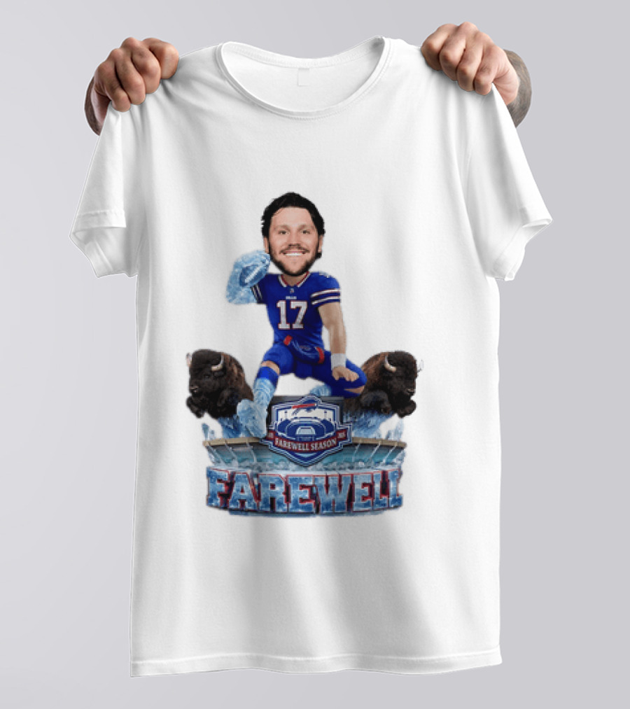 Buffalo Bills Josh Allen Hurdle Farewell Season Highmark Stadium Caricature T-Shirt