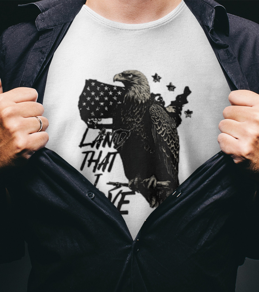 Land That I Love Eagle With American Flag And Stars T-Shirt