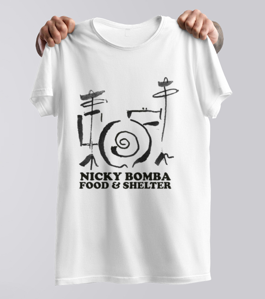 Nicky Bomba Food And Shelter Spiral T-Shirt
