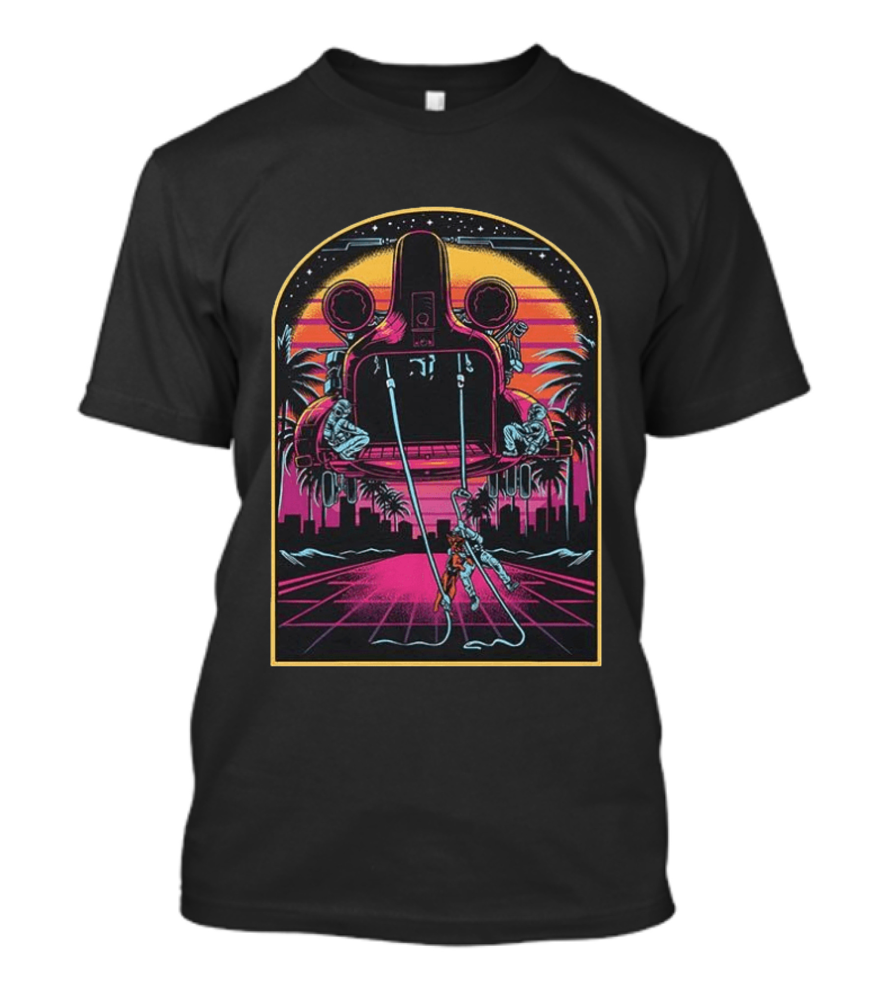 Canine Assault Futurism Cyber Retro Helicopter Adventure T-Shirt