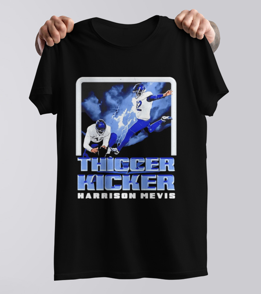 Harrison Mevis Thiccer Kicker Lightning Football Action T-Shirt