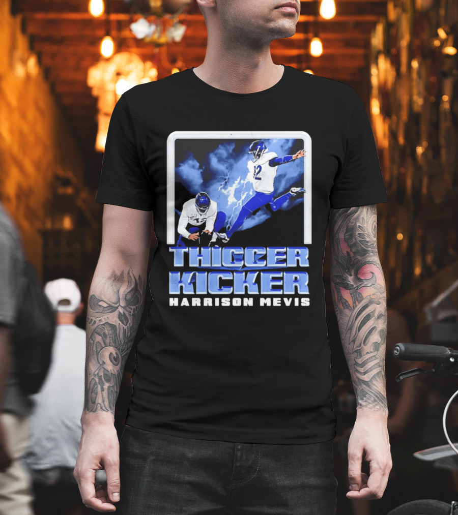 Harrison Mevis Thiccer Kicker Lightning Football Action T-Shirt