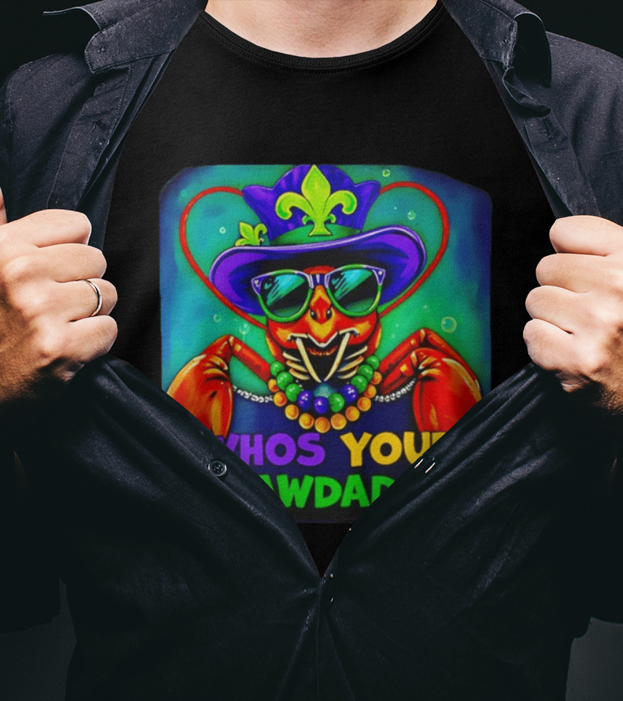 Whos Your Crawdaddy Crawfish Jester Beads Mardi Gras 2026 T-Shirt