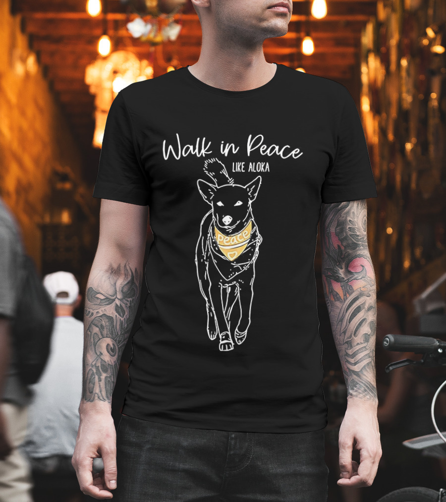 Walk In Peace Like Aloka Dog Sketch Peace Bandana T-Shirt
