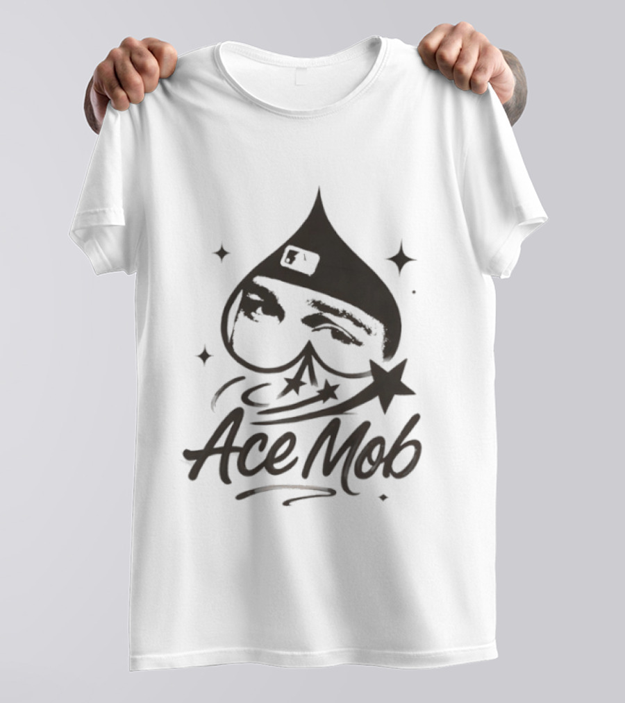 Ace Mob Spade Face Graffiti Stars T-Shirt