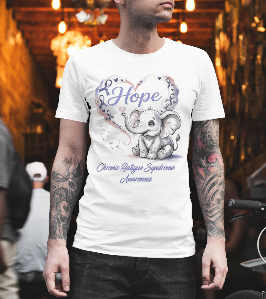 Elephant Hope Heart Chronic Fatigue Syndrome Awareness T-Shirt