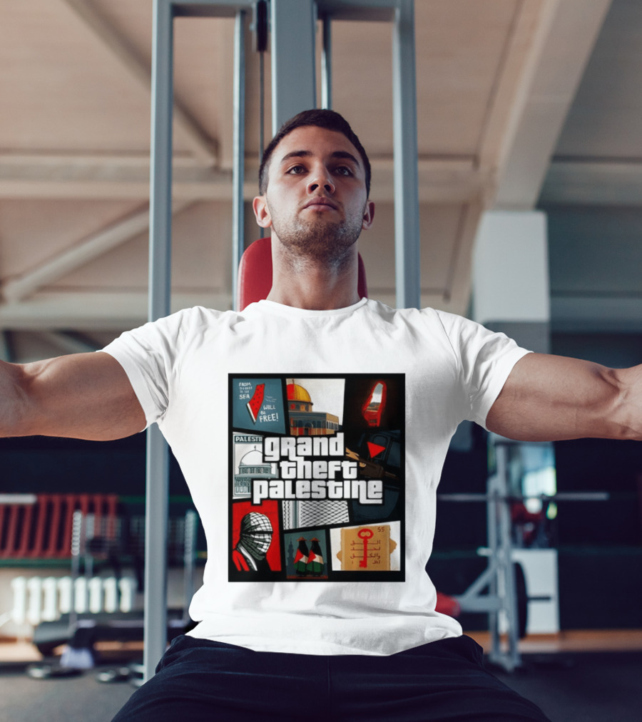 Grand Theft Palestine Dome Of The Rock Sea To Sea Free Palestine RPG Key 55 Flag Cover T-Shirt