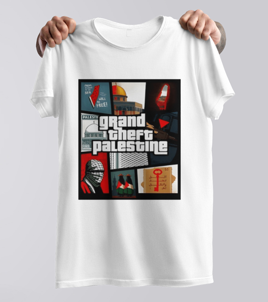 Grand Theft Palestine Dome Of The Rock Sea To Sea Free Palestine RPG Key 55 Flag Cover T-Shirt
