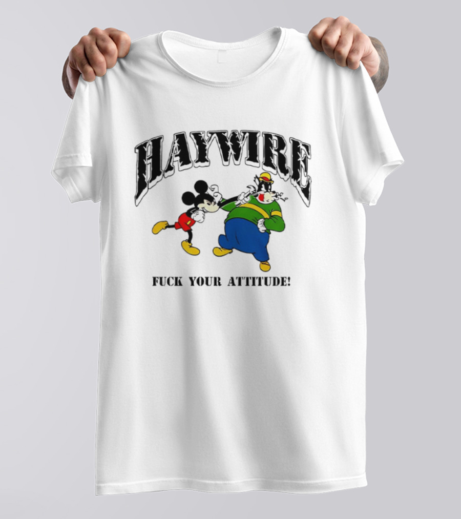 Haywire Fuck Your Attitude Mickey Mouse Comic T-Shirt