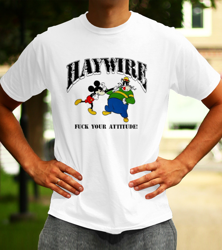 Haywire Fuck Your Attitude Mickey Mouse Comic T-Shirt