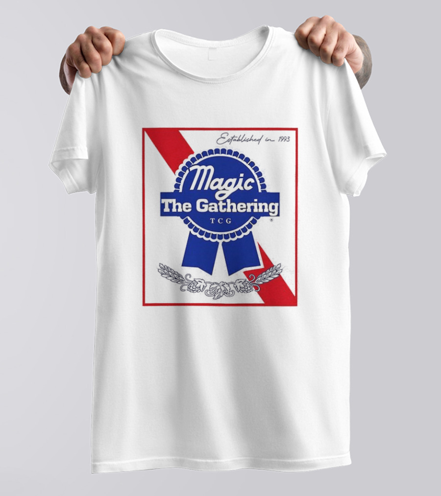 Magic The Gathering Pabst Established 1993 Vintage Style Ribbon T-Shirt