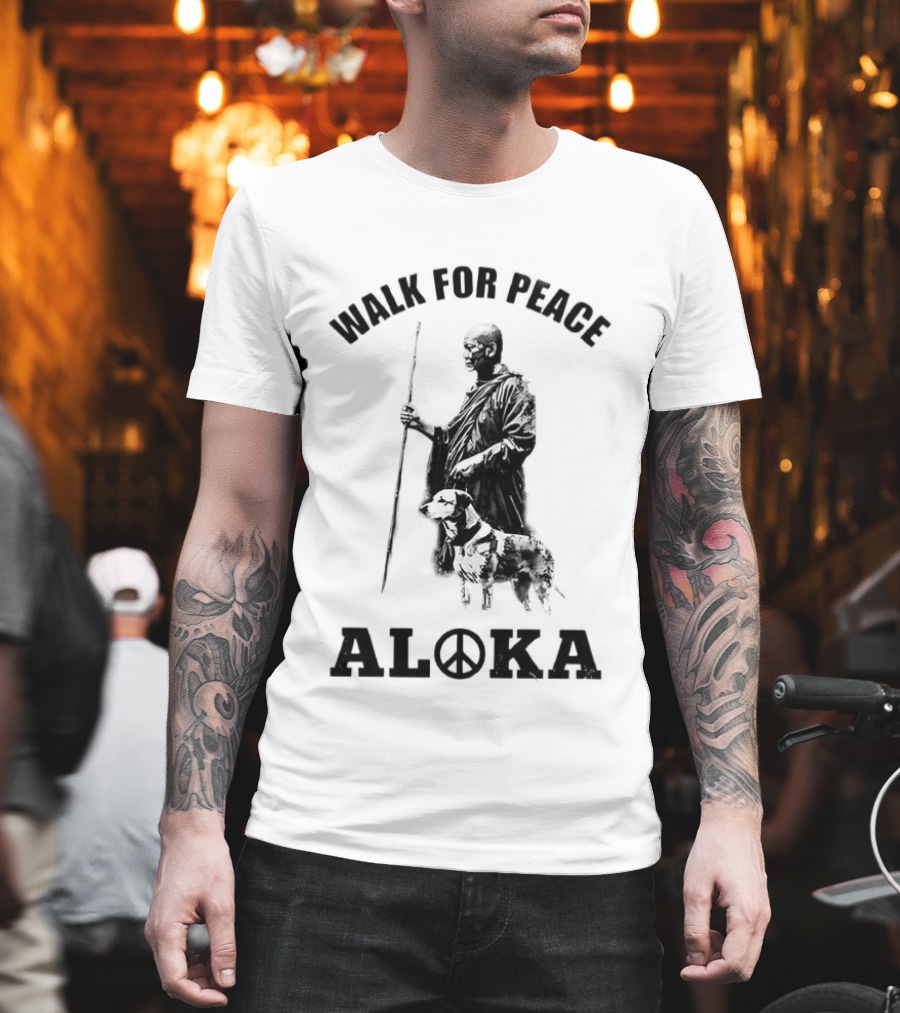 Walk For Peace Aloka Dog And Monks Sketch T-Shirt