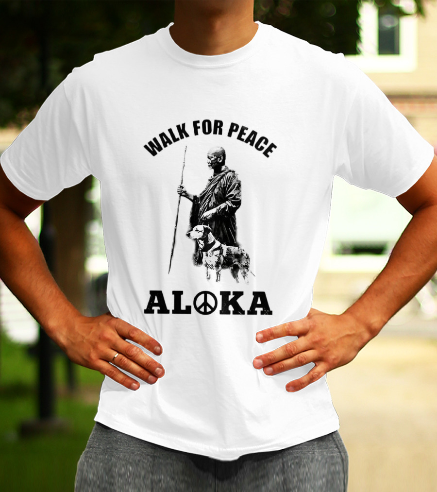 Walk For Peace Aloka Dog And Monks Sketch T-Shirt