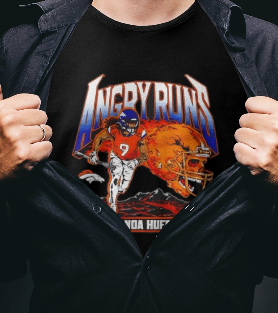 Angry Runs Talanoa Hufanga Denver Broncos NFL Football Action 2025 T-Shirt