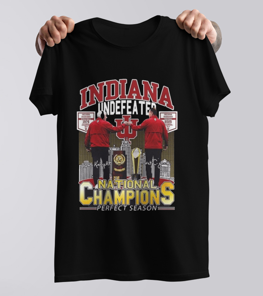 Indiana Hoosiers Undefeated Perfect Season National Champions 1976 2025 Basketball History T-Shirt