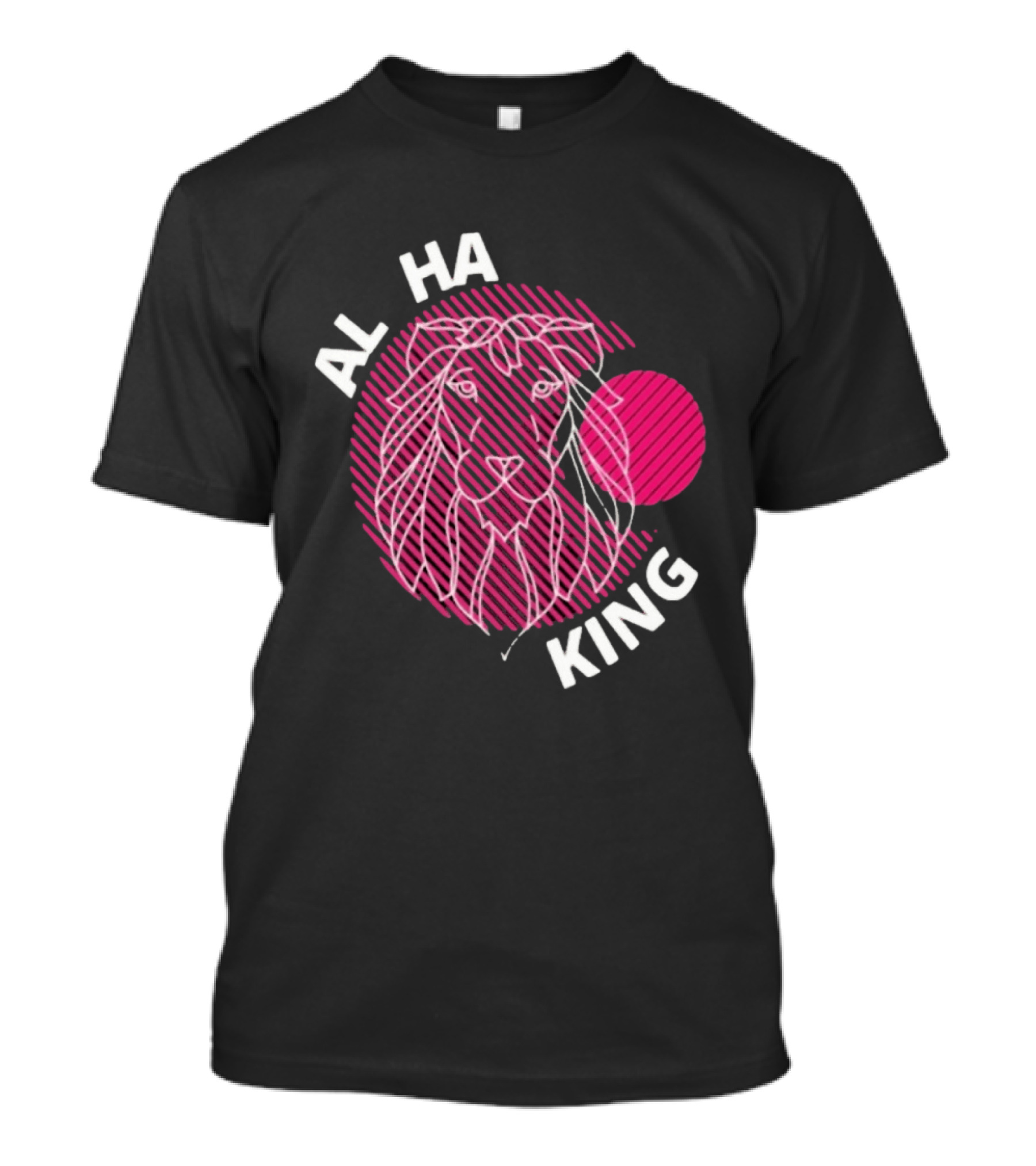 ALPHA KING Lion Graphic Bold Pink Stripes T-Shirt