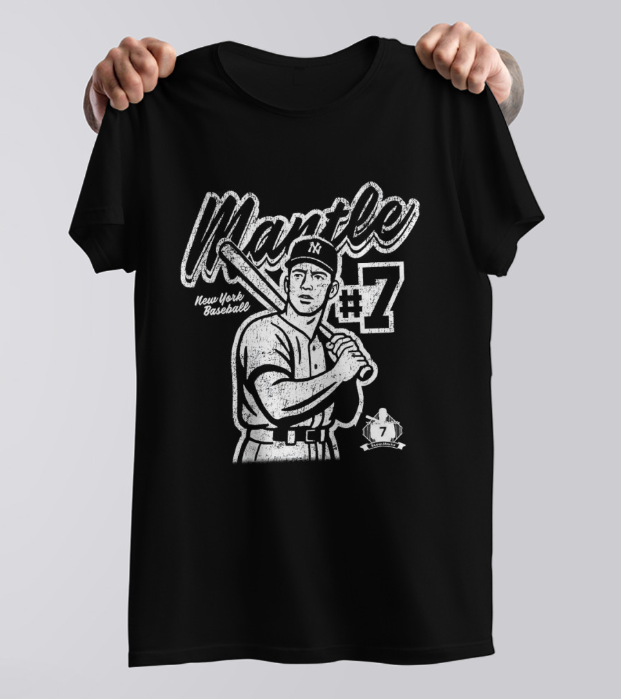 Mickey Mantle New York Yankees #7 Vintage Baseball T-Shirt