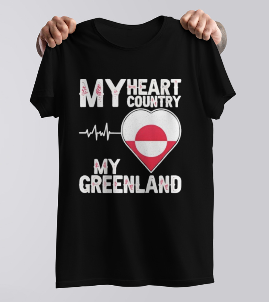 My Heart Country Heartbeat My Greenland Flag Love T-Shirt