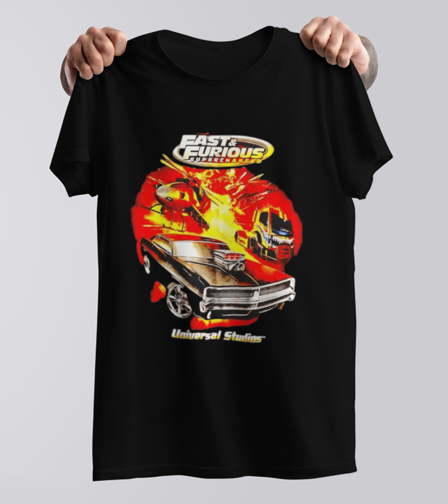 Fast & Furious Supercharged Car Explosion Universal Studios T-Shirt