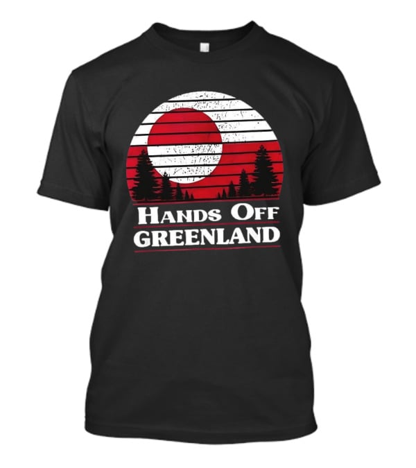 Hands Off Greenland Red And White Retro Pine Trees T-Shirt