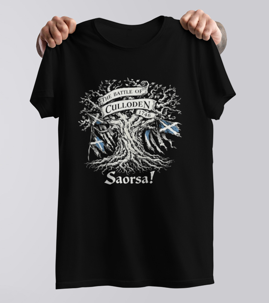 The Battle Of Culloden 1746 Saorsa Scotland Flag Tree T-Shirt