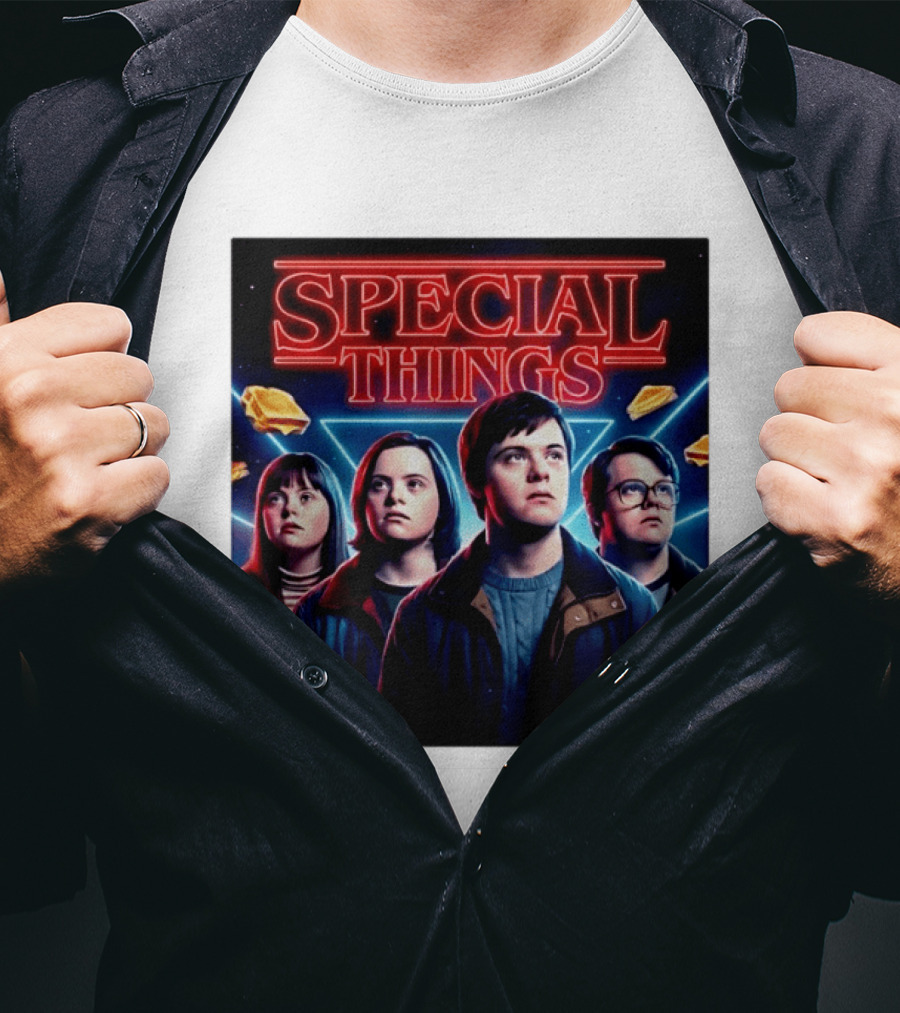 SPECIAL THINGS Retro 80s Neon Style Adventure Mystery Series T-Shirt