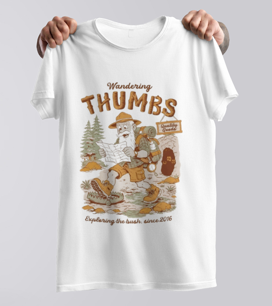 Wandering Thumbs Exploring The Bush Cowboy Bear Camping Since 2016 T-Shirt