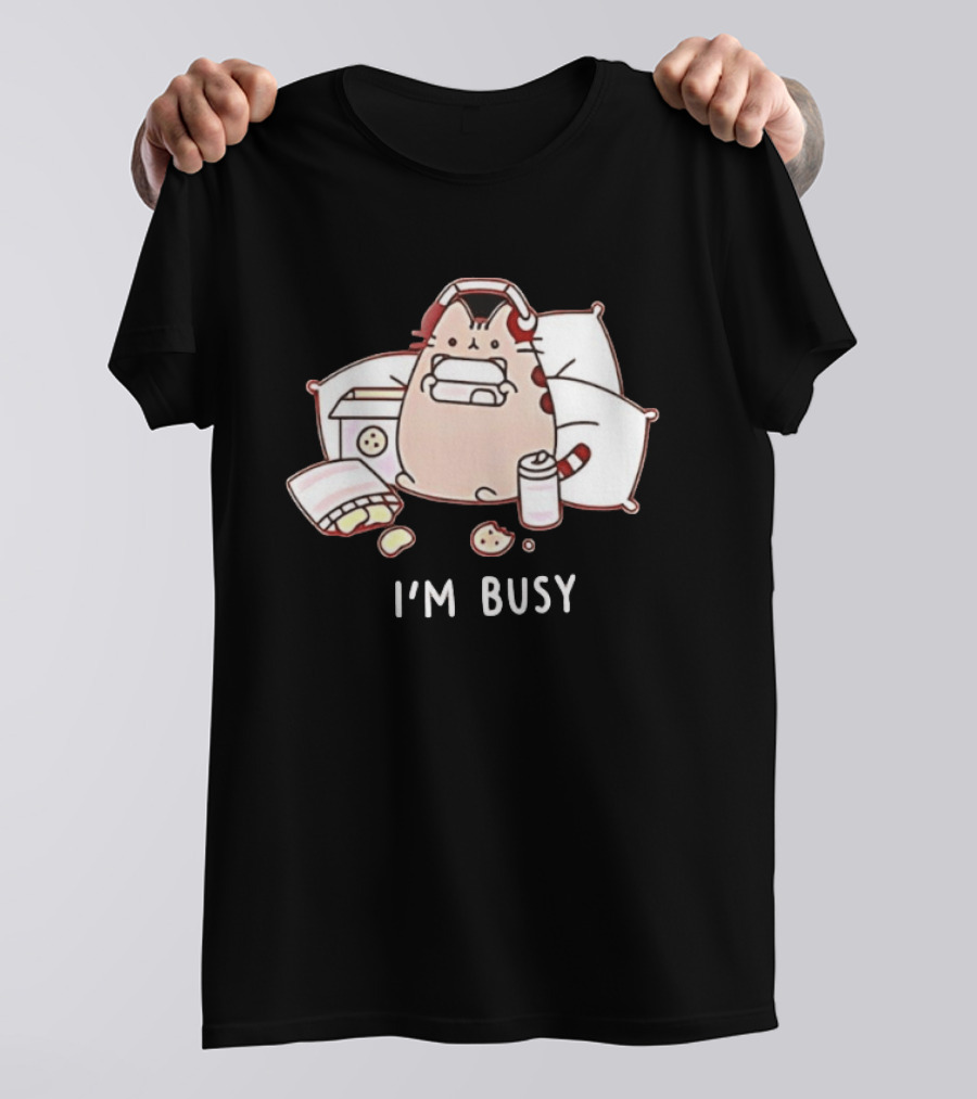I'm Busy Cat Snack Time With Pizza Chips And Soda T-Shirt