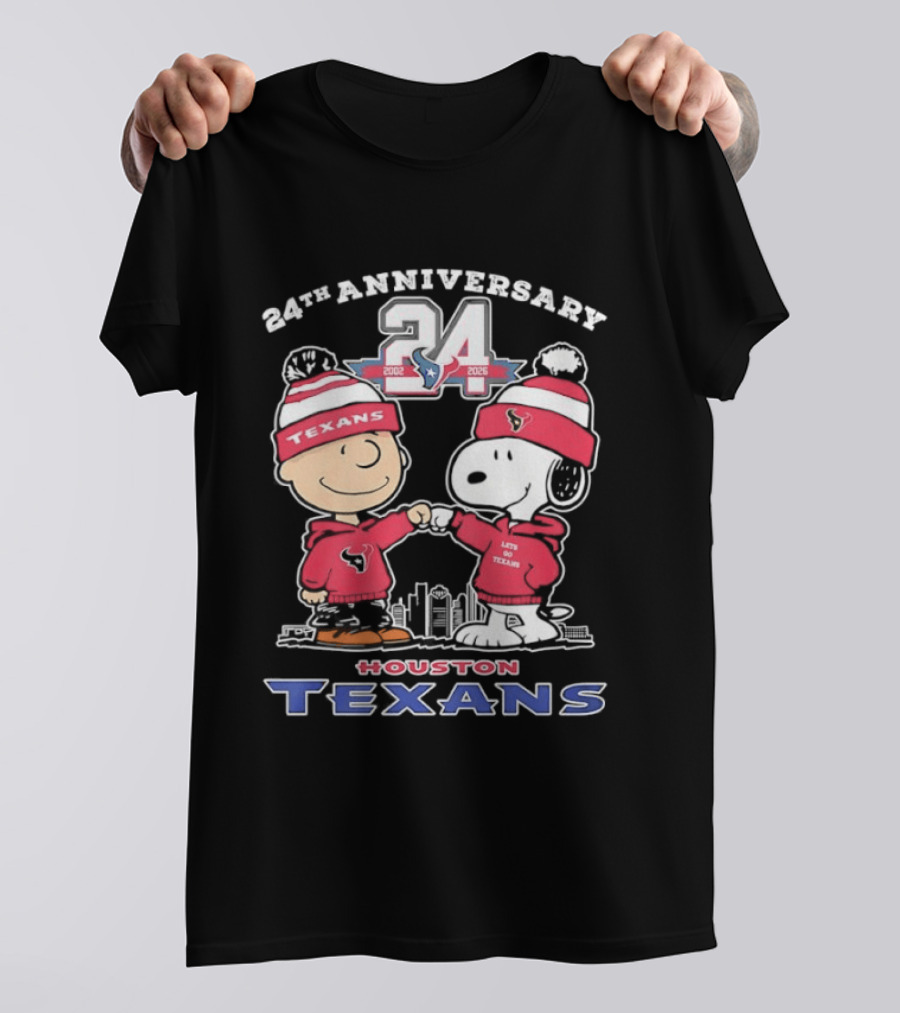 24th Anniversary Charlie Brown Snoopy Houston Texans 2002 2026 T-Shirt