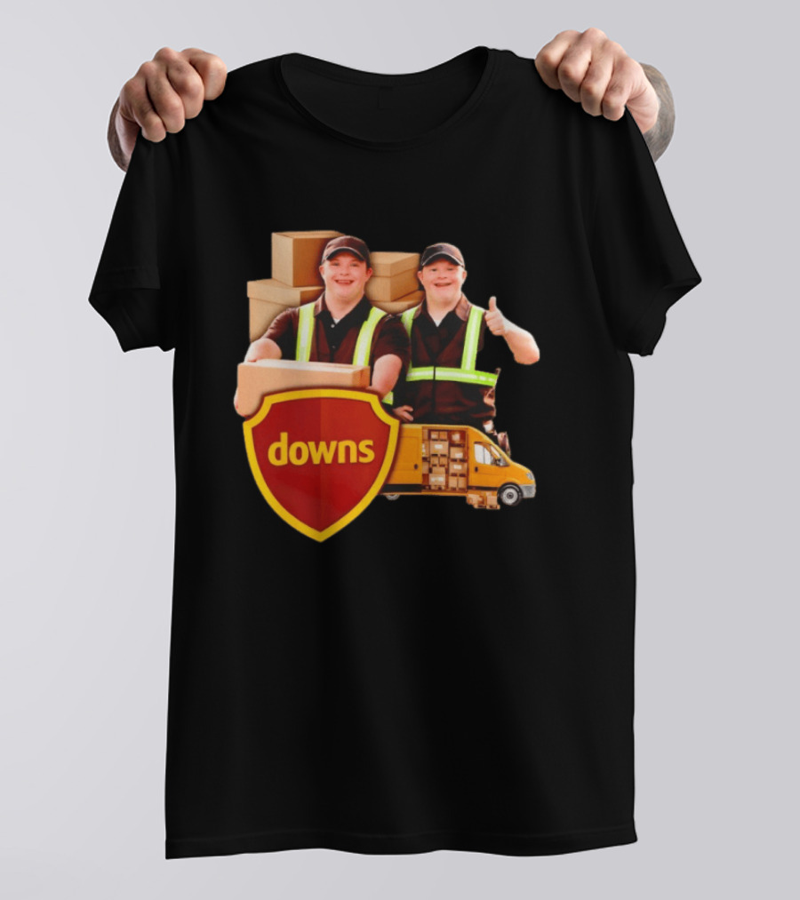 Downs UPS Delivery Service With Smiling Workers And Packages T-Shirt