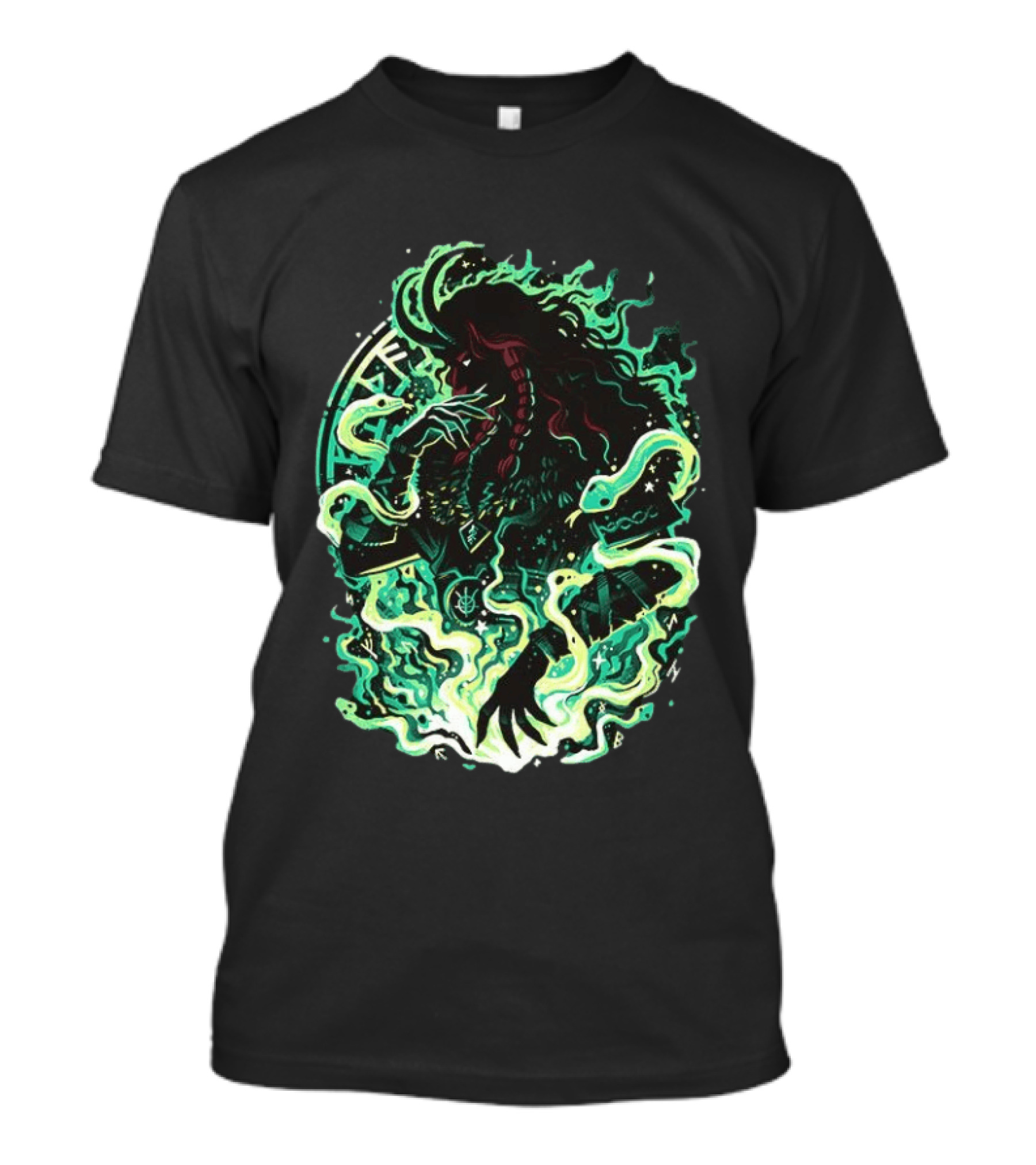 Loki Norse God Of Mischief Mythology With Serpents And Runes T-Shirt