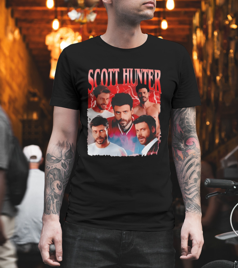 Scott Hunter Lightning Background Multiple Poses T-Shirt