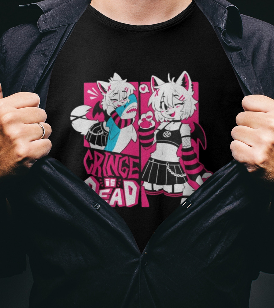 Skye Cringe Is Dead Cute Anime Goth Style Cat Ears And Wings T-Shirt