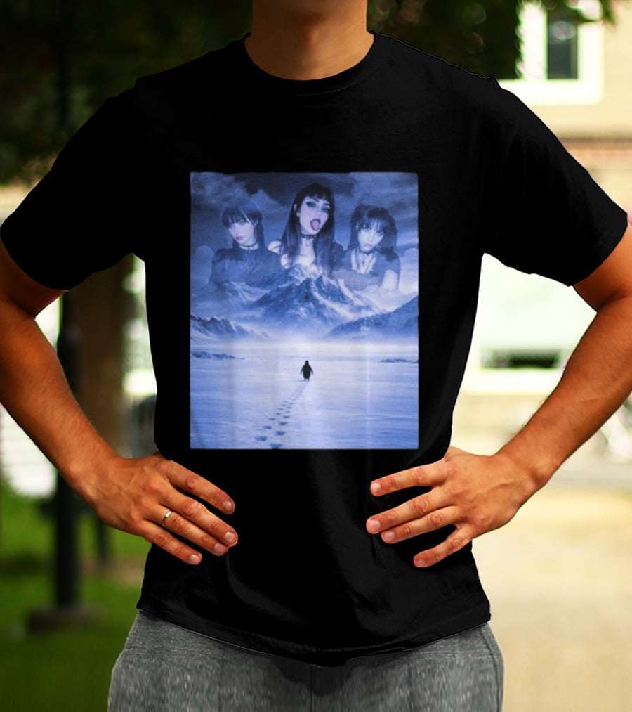 Nihilist Penguin Goth Girls Dark Winter Mountain Scene T-Shirt